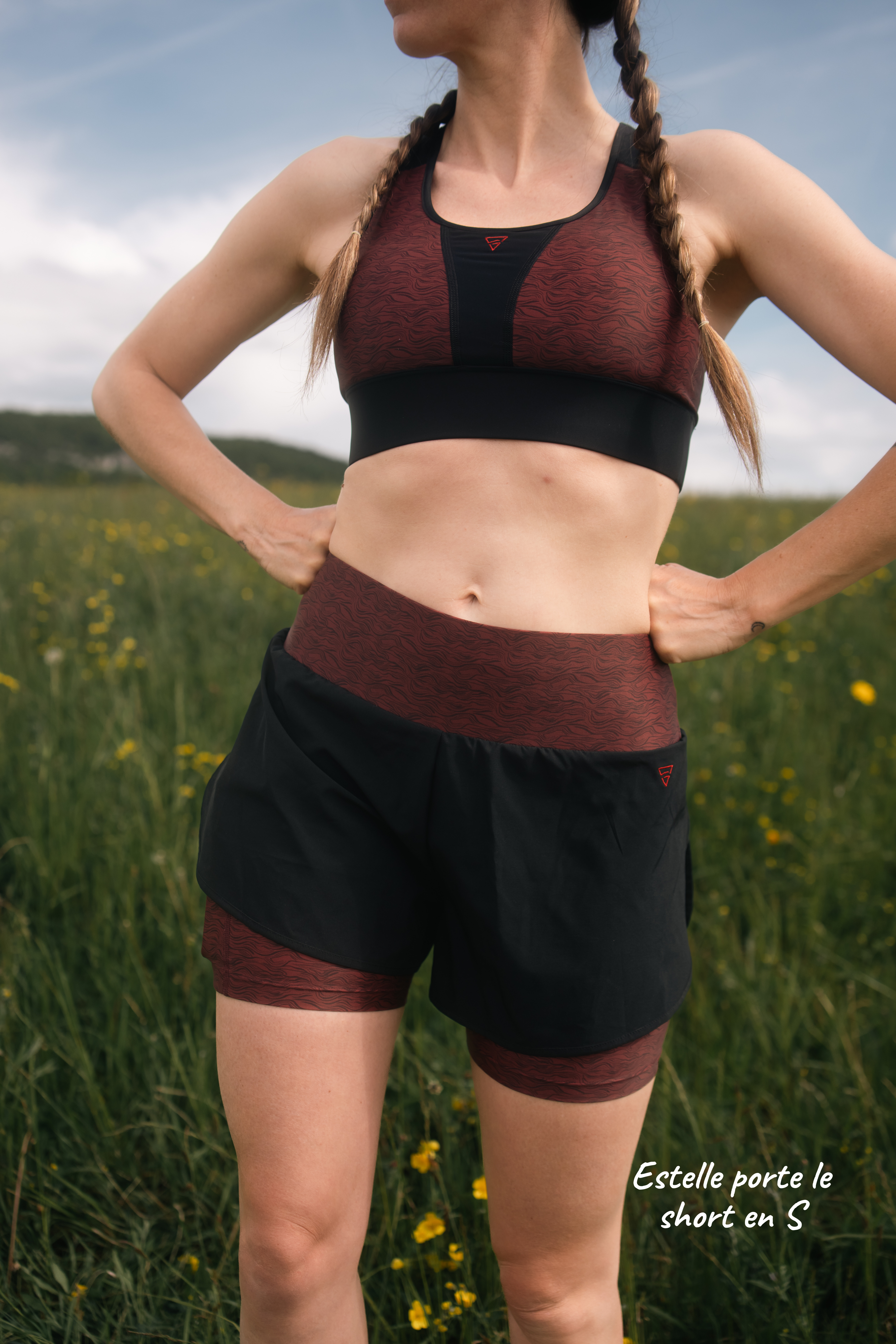 Short de running 2 en 1 femme "Vibrations" – cuissard intégré, taille haute, écoresponsable gayaskin