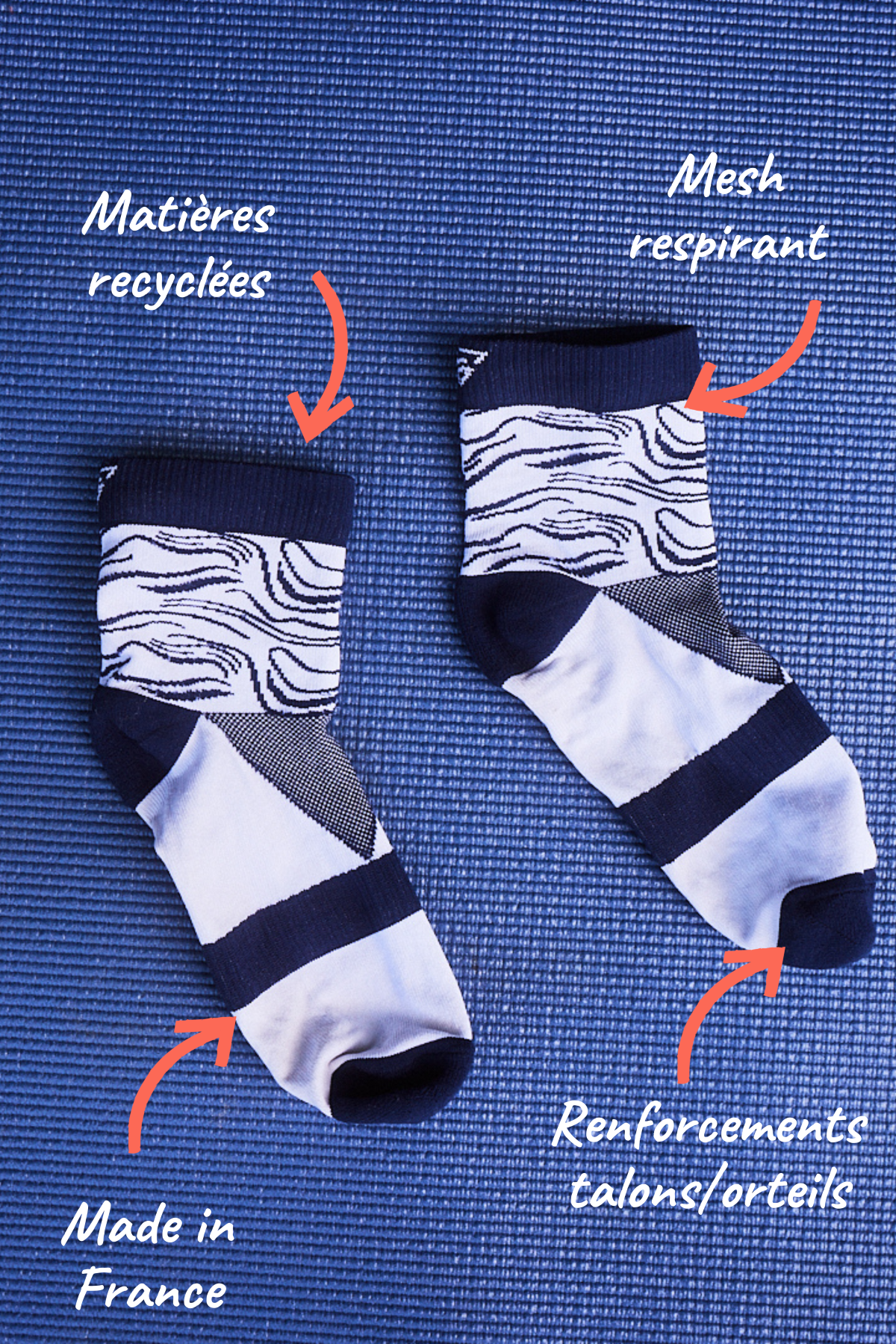 Chaussettes de sport femme mi-hautes – respirantes, anti-frottements, made in France & recyclées gayaskin