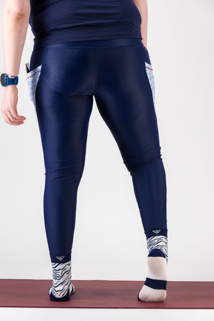 Legging de sport femme ecoresponsable "Nouvelle Vague"- Technique, poches et taille haute gayaskin