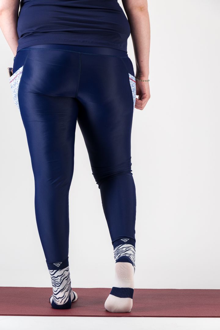 Legging de sport femme ecoresponsable "Nouvelle Vague"- Technique, poches et taille haute gayaskin