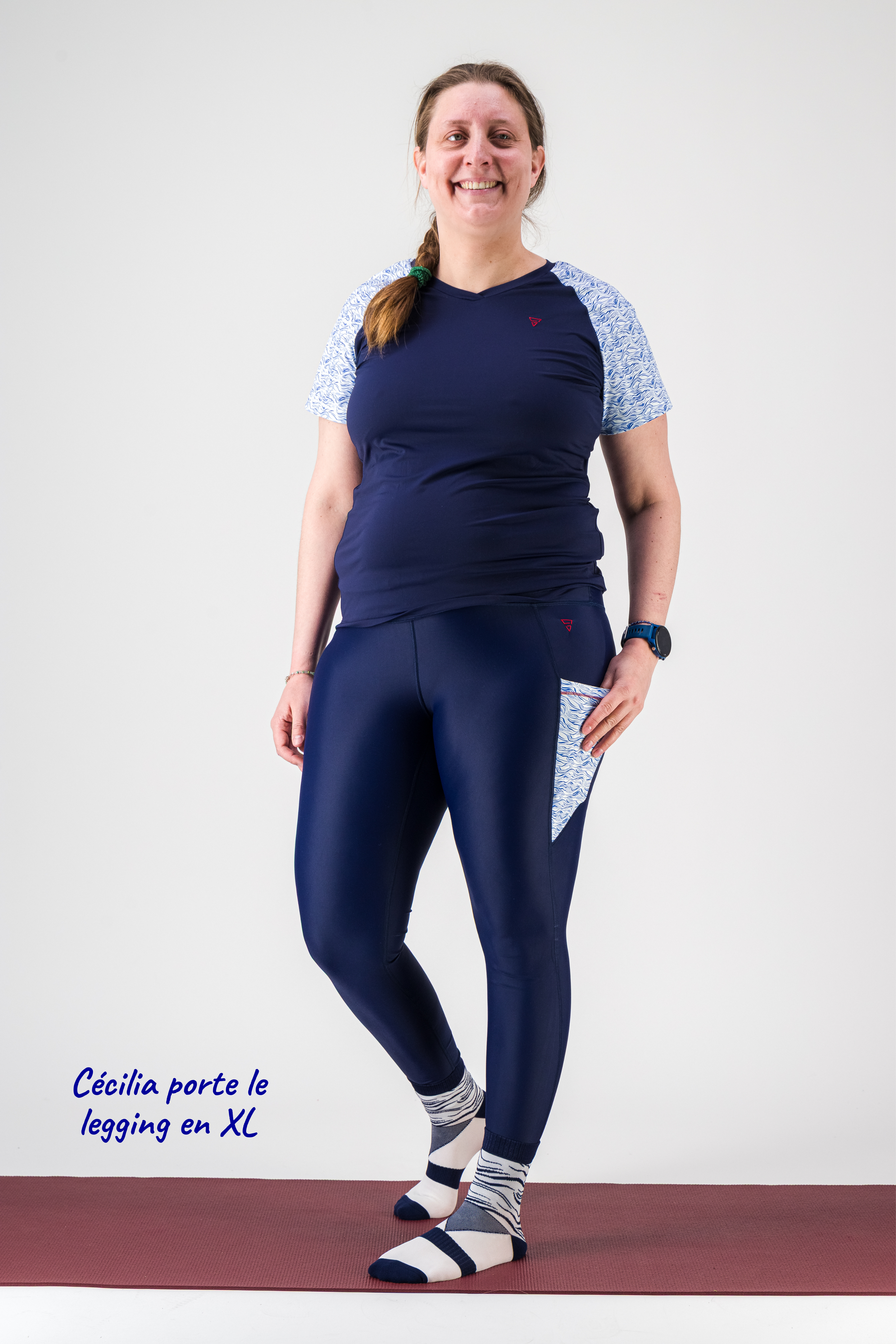 Legging de sport femme ecoresponsable "Nouvelle Vague"- Technique, poches et taille haute gayaskin